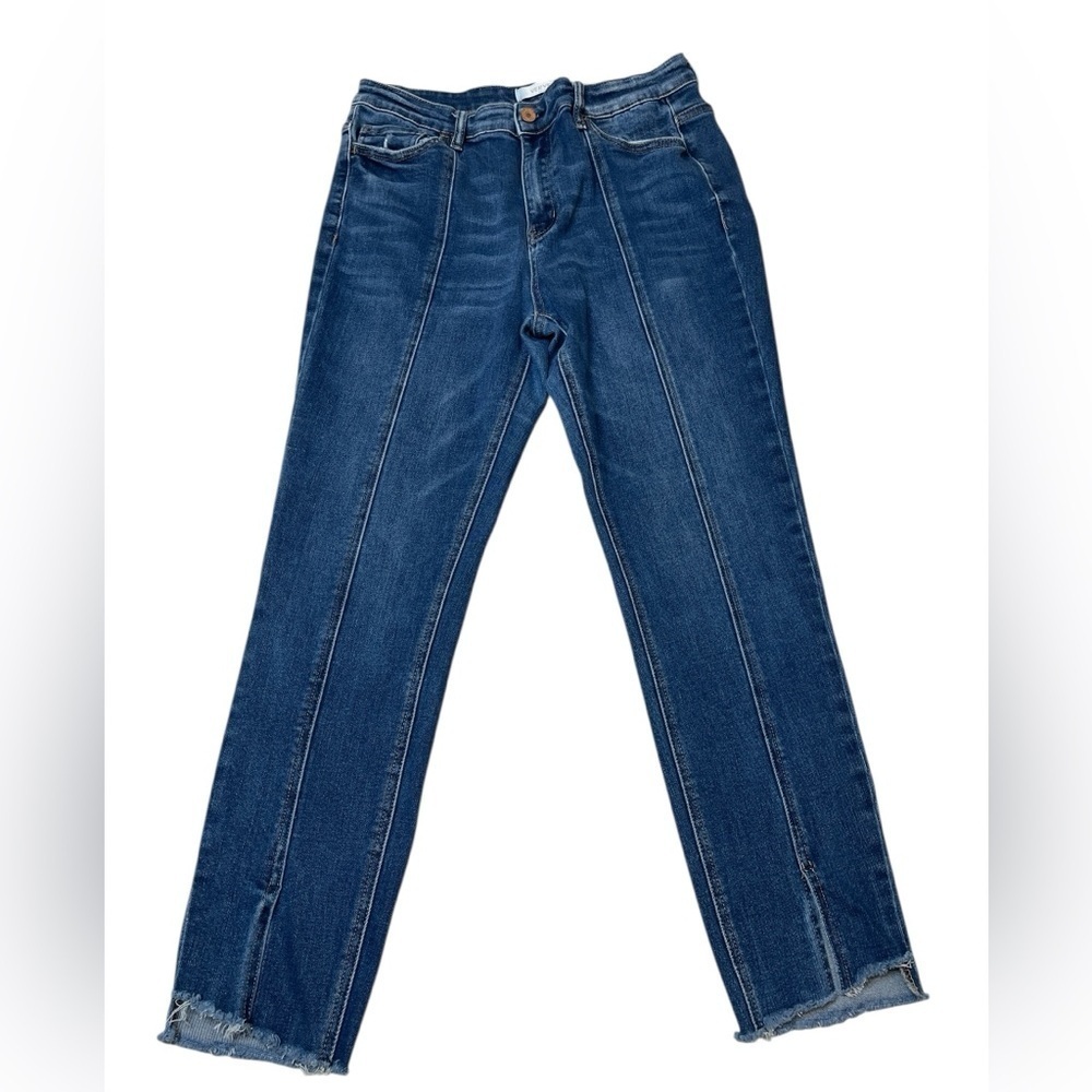 Vervet Blue High Rise Center Seam Raw Hem Blue Denim Stretch Jeans Size 31